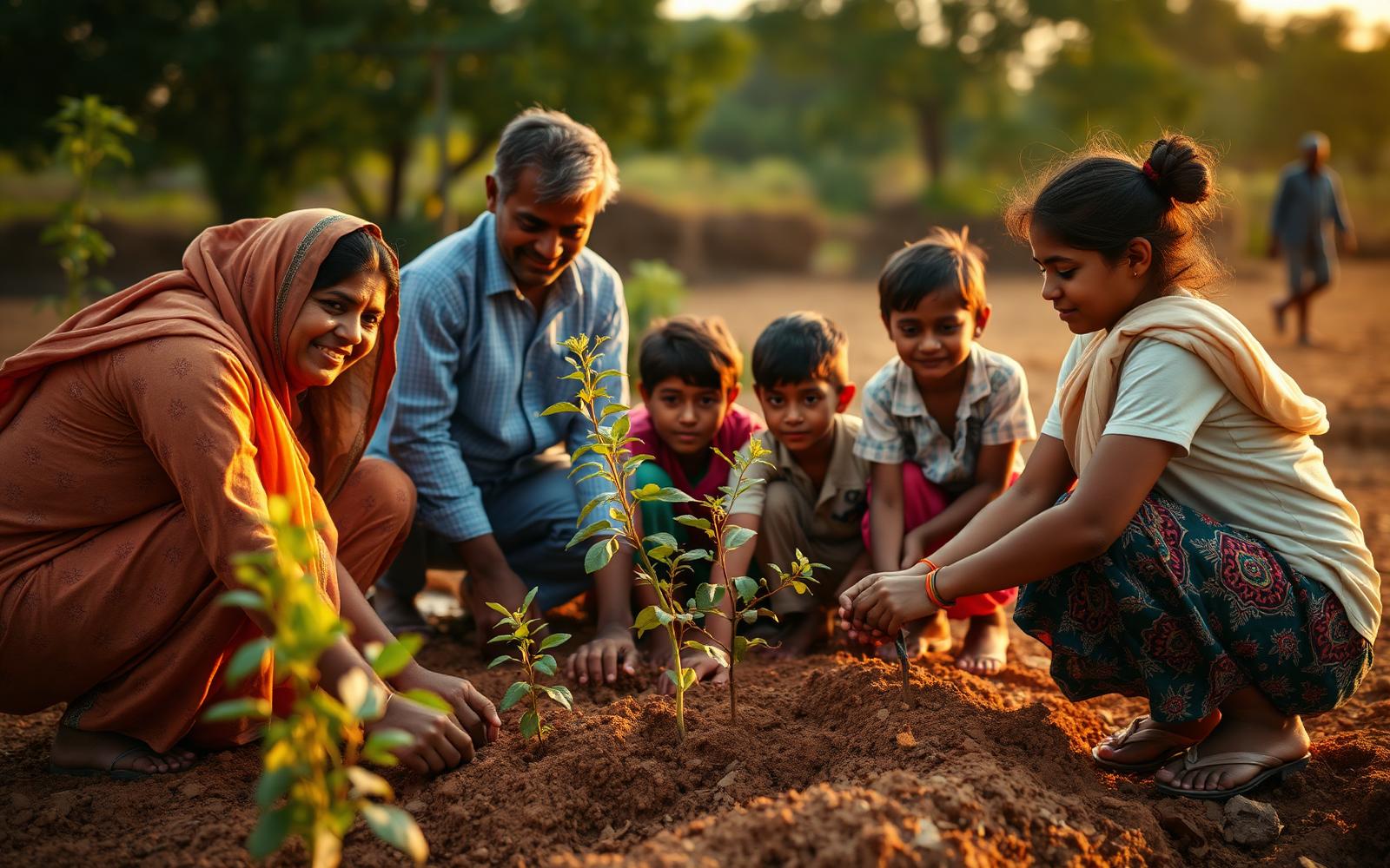 Farmers and rural community members working together in the field
